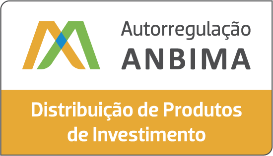 Selo de autorregulação da Anbima de distribuição de produtos de investimentos com destaque nas cores amarelo e branco